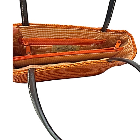 St John’s Bay Bag Authentic Vintage 90s Y2k Straw - Orange & Leather Handle - Picture 5 of 6